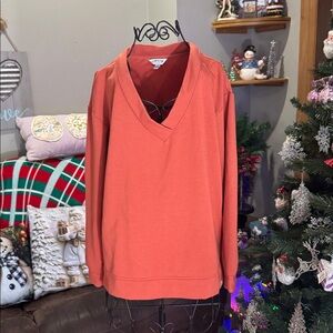 Orvis Orange V-Neck Sweatshirt